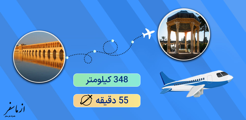 مسافت و زمان پرواز اصفهان به شیراز